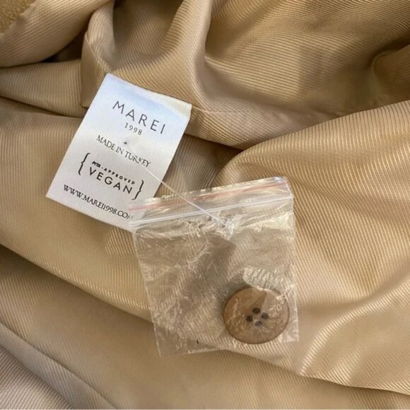 Marei 1998 Faux Suede Robe Jacket Coat in Tan Brown Vegan Sustainable Leather - Picture 5 of 14